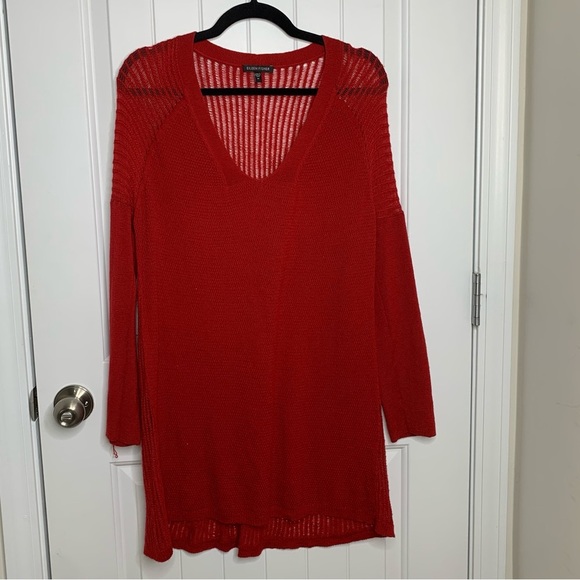 Eileen Fisher red merino wool sweater tunic size medium holiday quiet luxury - Picture 1 of 4